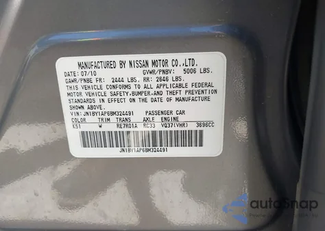 2011 Infiniti M37 z USA, uszkodzony, nr VIN JN1BY1AP6BM324491